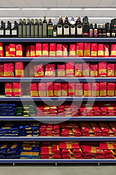 Pasta Packaging in a supermarket on a shelf