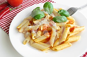 Pasta Penne Tomato Sauce Basil Parmesan