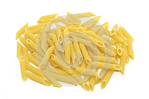 Pasta penne on a white background