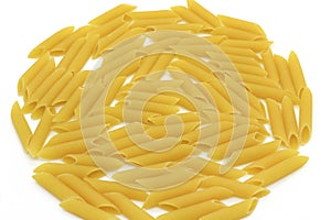 Pasta penne on a white background