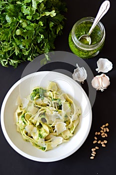 Pasta with pesto sauce