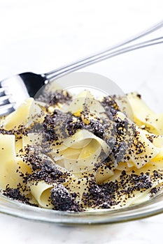 pasta with poppy seeds and powder sugar