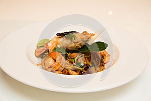 Pasta with prawns, delicious spaghetti