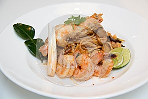 Pasta with prawns, delicious spaghetti