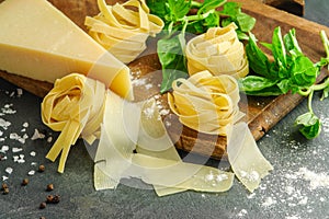 Pasta preparation closeup