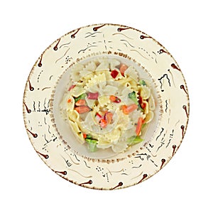 Pasta Primavera in southwestern style bowl photo