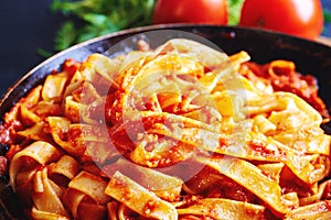 Pasta with red sauce