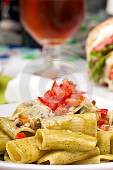 Pasta Salad and background.