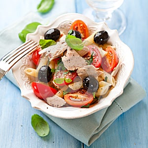 Pasta salad with tuna and olives