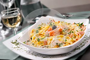 Pasta with salmon