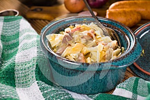 Pasta with sauerkraut and sausage