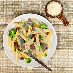 Pasta with sausage and broccoli