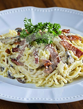 Pasta with sausage cheese and greens