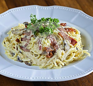 Pasta with sausage cheese and greens