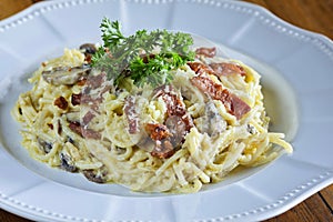 Pasta with sausage cheese and greens