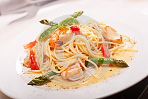 Pasta with seafoods photo