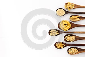 Pasta selection of penne, gnocci, rigatoni, casarecce, fiorelli, pasta Farfalle, pasta A