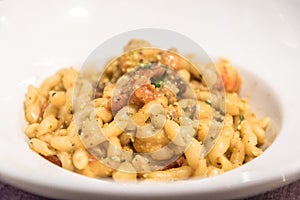 Pasta served in a restaurant in Sicily, Italy