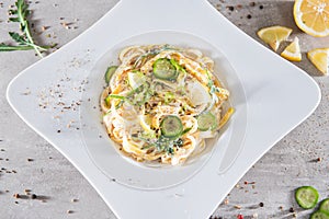 Pasta with a sour cream lemon and herbs