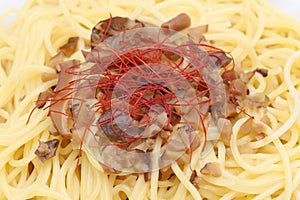 Pasta spaghetti with fresh mushroom