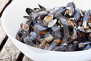 Pasta Spaghetti with mussels and vongole photo