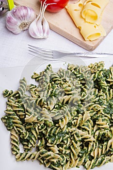 Pasta with spinach