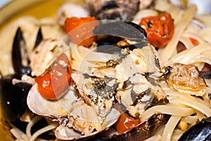 Pasta with swordfish and tomatoes