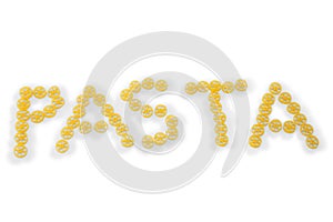 Pasta text made from rotelle