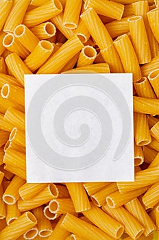 Pasta textured background for menu, website, postcard, decoration. Traditional Italian raw durum wheat pasta