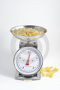 Pasta to be cooked on weighing scales