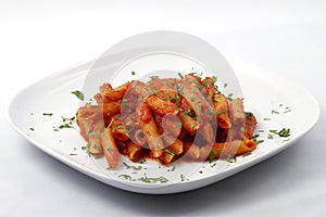 Pasta with tomato sauce and fresh herbs