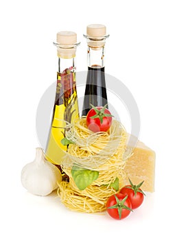 Pasta, tomatoes, olive oil, vinegar