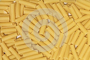 Pasta tortiglioni. Close-up of pasta. The concept of pasta.