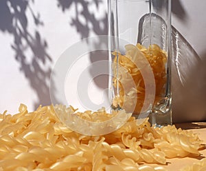 Pasta in a transparent glass
