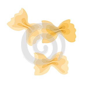 Pasta type farfalle in flat style isolated on white background. Carbohydrate diet. Nutrient complex diet vector