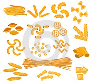 Pasta vector cooking macaroni and spaghetti and macaronic ingredients of italian cuisine illustration set of traditional