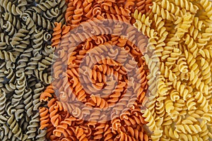 Pasta on a white background close-up macro isolated