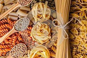 Pasta on a white background close-up macro isolated