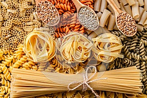 Pasta on a white background close-up macro isolated