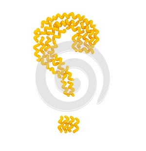Pasta on a white background in the form of a punctuation mark question