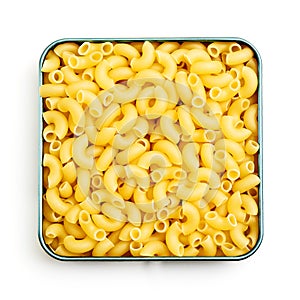 Pasta on white background - top view