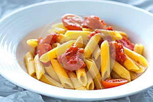 Pasta white tomato photo