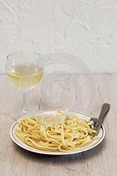 pasta and white wine