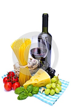 Pasta and wine