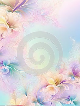 Pastal flower fractal surrounding copy space