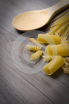 Pastas and Wooden Spoon