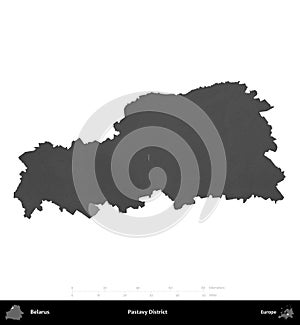 Pastavy District, Belarus, isolated on white. Grayscale
