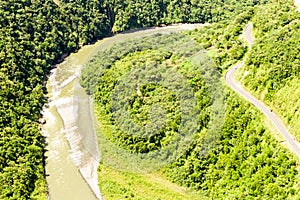 Pastaza River And Panamericana Road Aerial Shot