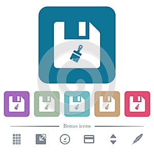 Paste file flat icons on color rounded square backgrounds