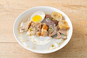 Paste of rice flour or boiled Chinese pasta square in clear soup